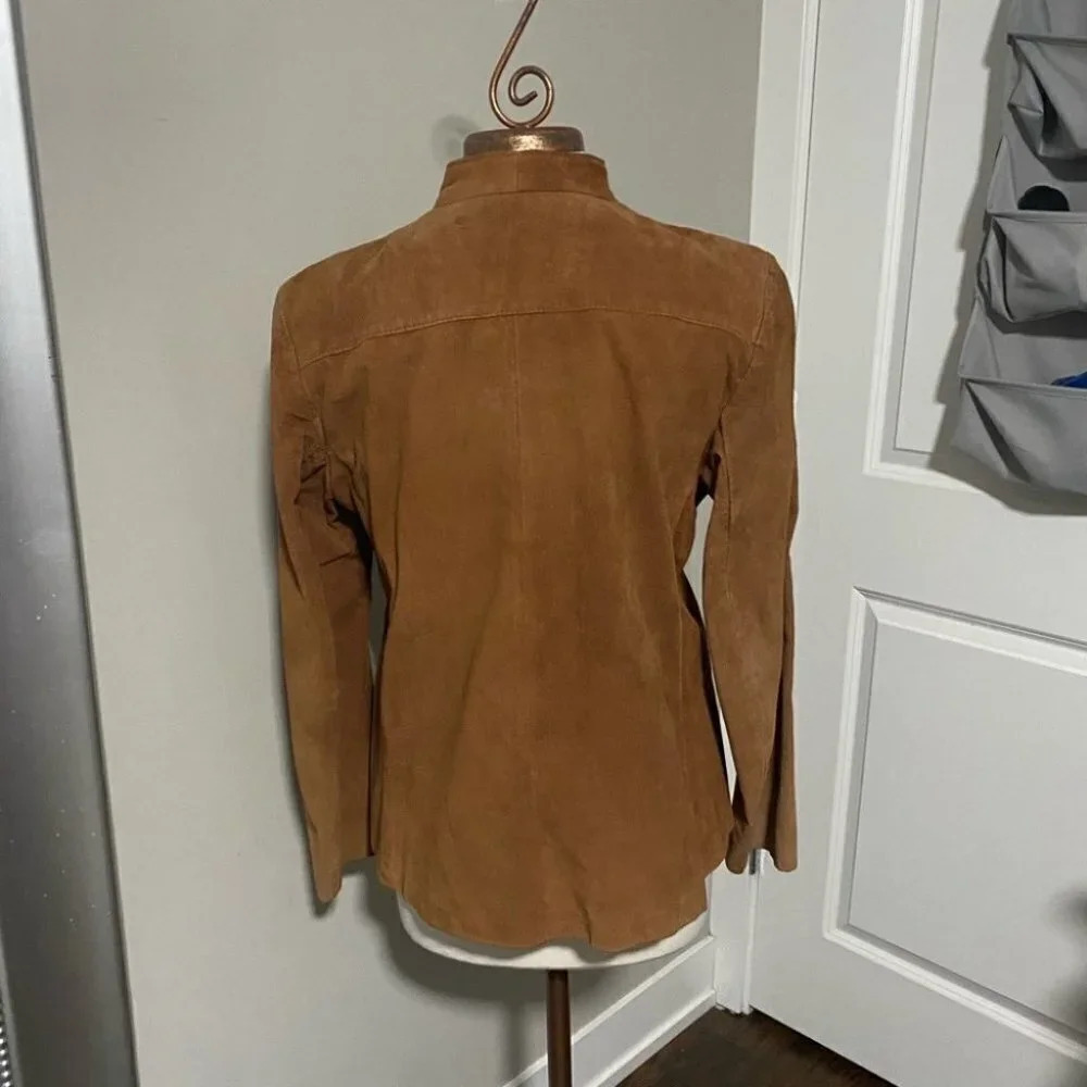Vintage Women's Tan Suede Leather Jacket - Picture 4 of 12